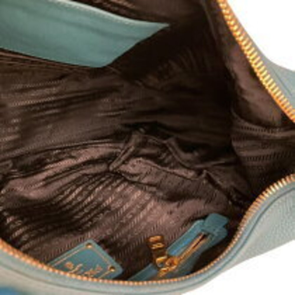 Prada Vitello Dino Semi Shoulder Bag Green Leather - Picture 10 of 10